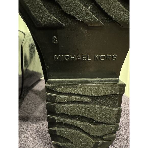 MICHAEL KORS Sutter Black MK Monogram Rain Boots Women’s 8 Waterproof - Picture 7 of 13
